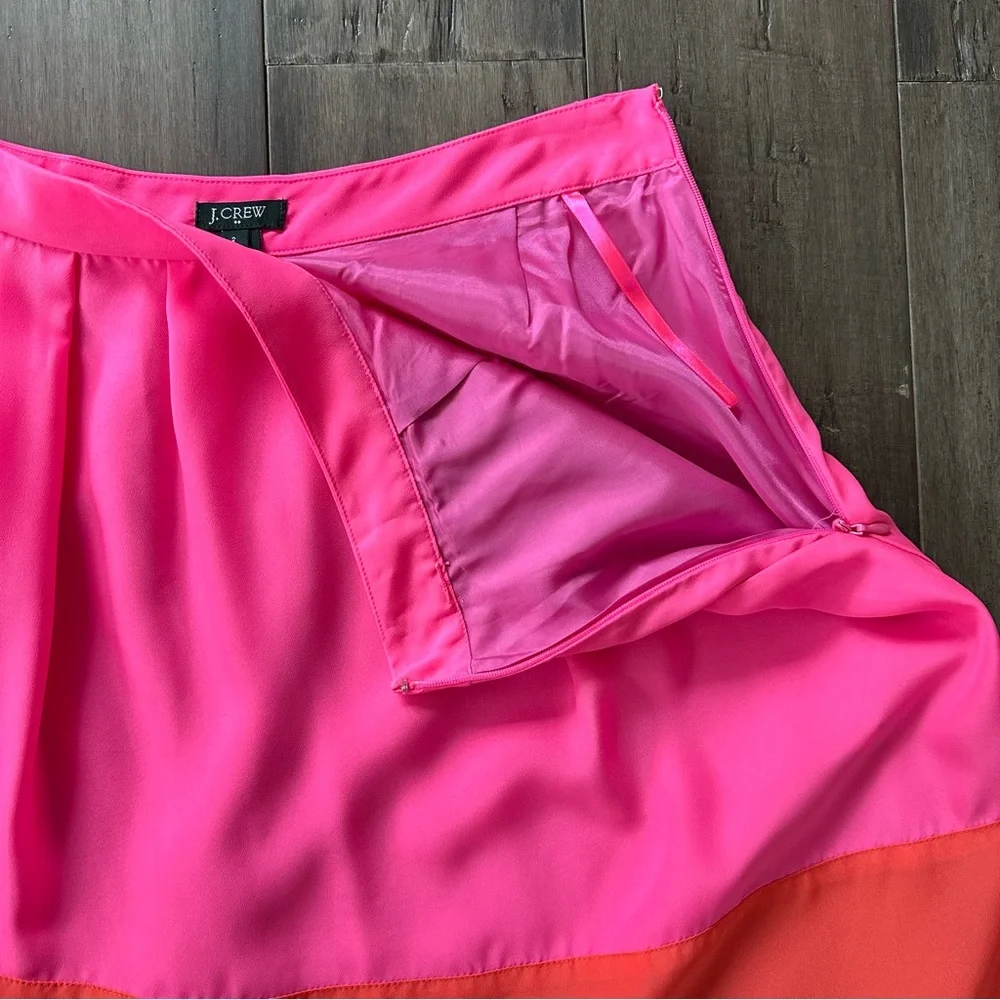 J. Crew Factory Bright Pink Orange A-Line Colorblock Mini Skirt Size 2